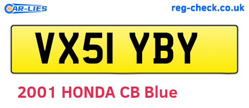 VX51YBY are the vehicle registration plates.