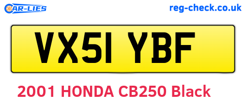 VX51YBF are the vehicle registration plates.