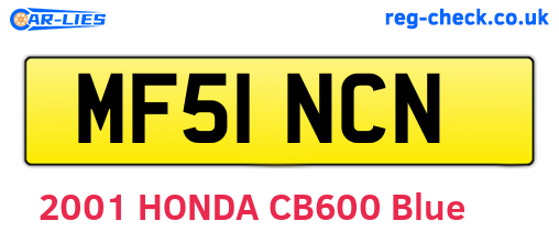 MF51NCN are the vehicle registration plates.