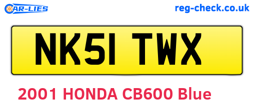 NK51TWX are the vehicle registration plates.