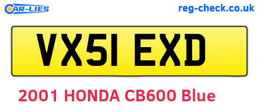 VX51EXD are the vehicle registration plates.