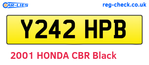Y242HPB are the vehicle registration plates.
