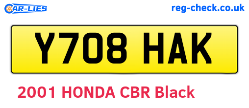 Y708HAK are the vehicle registration plates.