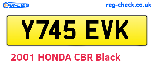 Y745EVK are the vehicle registration plates.