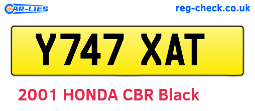 Y747XAT are the vehicle registration plates.