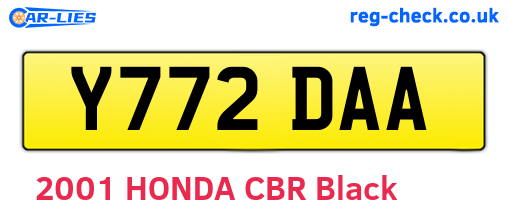 Y772DAA are the vehicle registration plates.