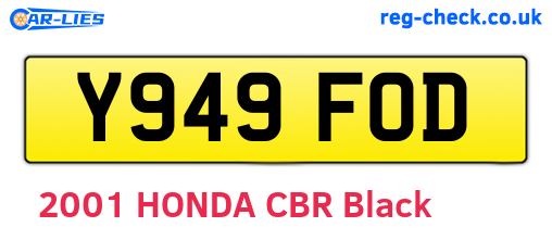 Y949FOD are the vehicle registration plates.
