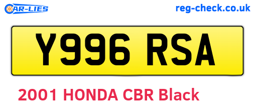 Y996RSA are the vehicle registration plates.