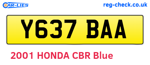 Y637BAA are the vehicle registration plates.