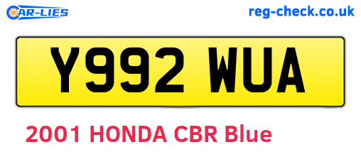 Y992WUA are the vehicle registration plates.