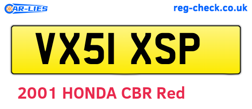 VX51XSP are the vehicle registration plates.