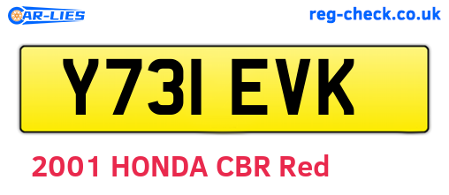Y731EVK are the vehicle registration plates.