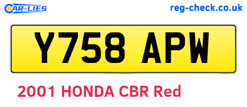 Y758APW are the vehicle registration plates.