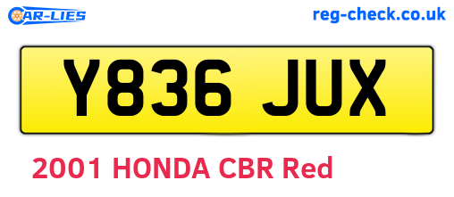 Y836JUX are the vehicle registration plates.