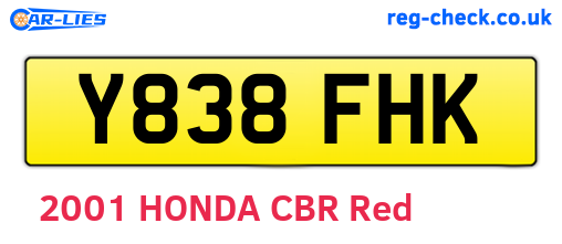 Y838FHK are the vehicle registration plates.