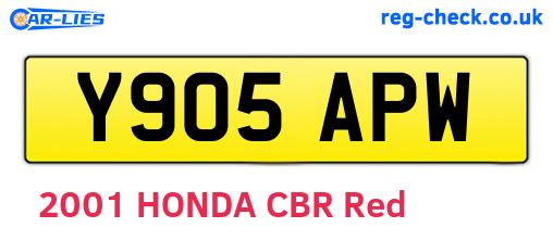 Y905APW are the vehicle registration plates.