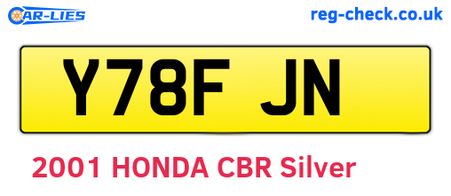 Y78FJN are the vehicle registration plates.