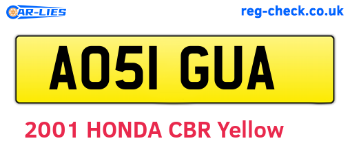 AO51GUA are the vehicle registration plates.