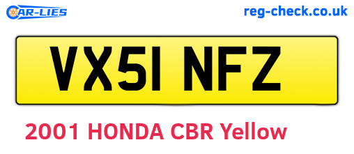 VX51NFZ are the vehicle registration plates.