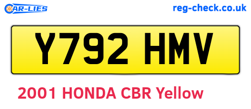 Y792HMV are the vehicle registration plates.