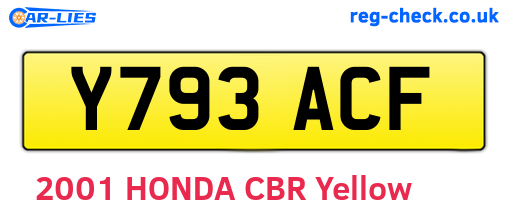 Y793ACF are the vehicle registration plates.