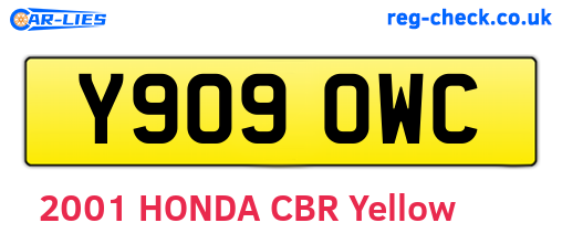 Y909OWC are the vehicle registration plates.