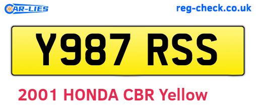Y987RSS are the vehicle registration plates.