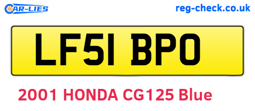 LF51BPO are the vehicle registration plates.