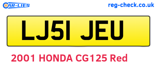 LJ51JEU are the vehicle registration plates.