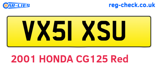 VX51XSU are the vehicle registration plates.