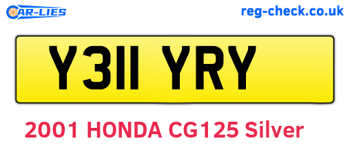 Y311YRY are the vehicle registration plates.