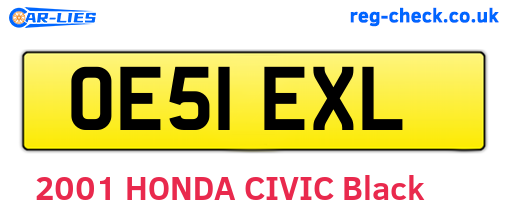 OE51EXL are the vehicle registration plates.