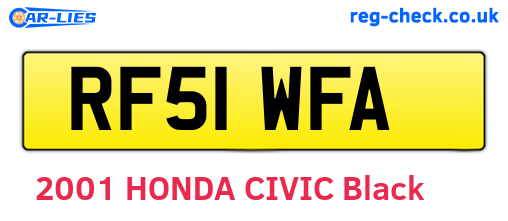 RF51WFA are the vehicle registration plates.