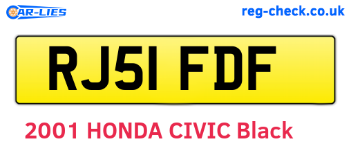 RJ51FDF are the vehicle registration plates.