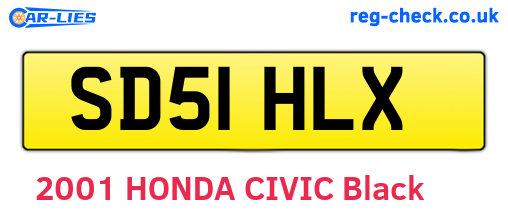 SD51HLX are the vehicle registration plates.