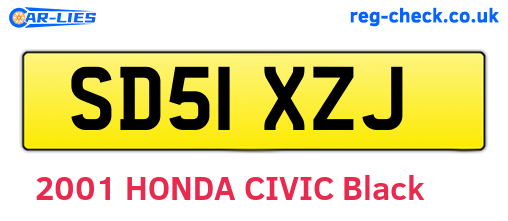 SD51XZJ are the vehicle registration plates.