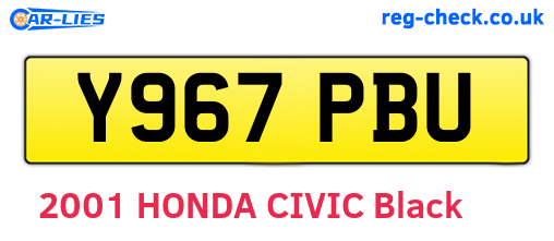 Y967PBU are the vehicle registration plates.