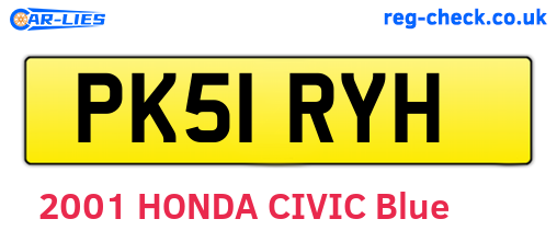 PK51RYH are the vehicle registration plates.