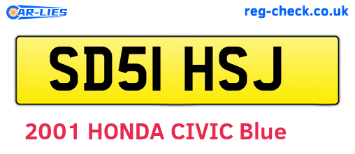 SD51HSJ are the vehicle registration plates.