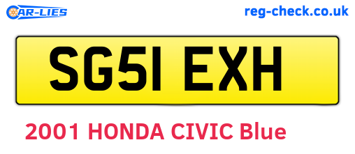 SG51EXH are the vehicle registration plates.