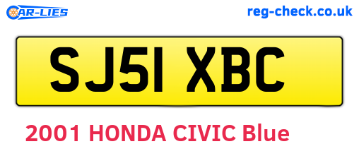 SJ51XBC are the vehicle registration plates.