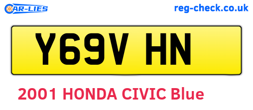 Y69VHN are the vehicle registration plates.