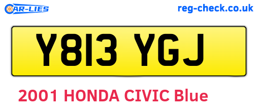 Y813YGJ are the vehicle registration plates.