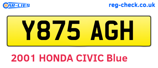 Y875AGH are the vehicle registration plates.