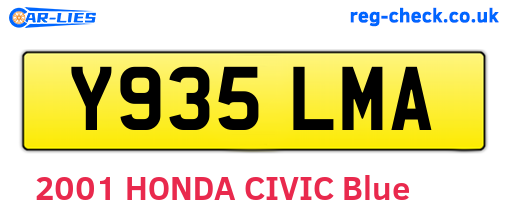 Y935LMA are the vehicle registration plates.