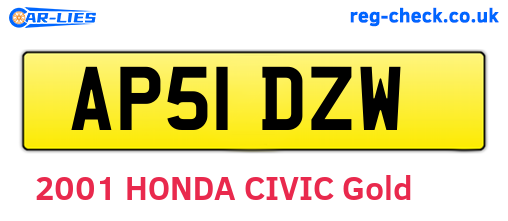 AP51DZW are the vehicle registration plates.