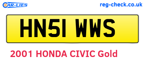 HN51WWS are the vehicle registration plates.