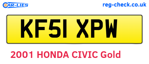 KF51XPW are the vehicle registration plates.