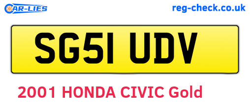 SG51UDV are the vehicle registration plates.