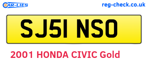 SJ51NSO are the vehicle registration plates.
